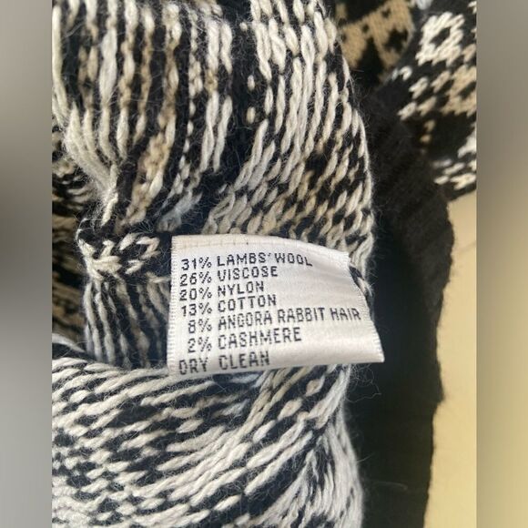 Talbots Cardigan Sweater Medium Petites Black Ivory Lams Wool Cashmere Women’s - Picture 7 of 9